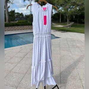 🤍Lilly Pulitzer NWT Chaya sleeveless white halter MIDI dress gold designs